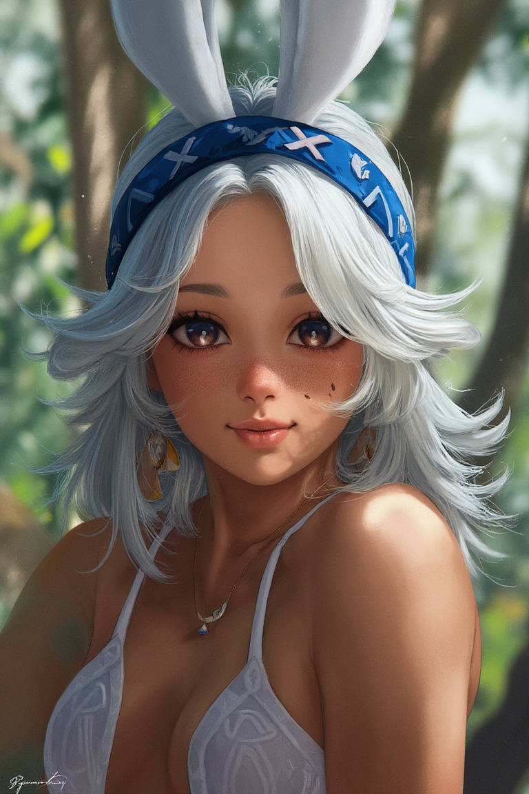 professional portrait of,  mualani,  white hair on Tensor.Art