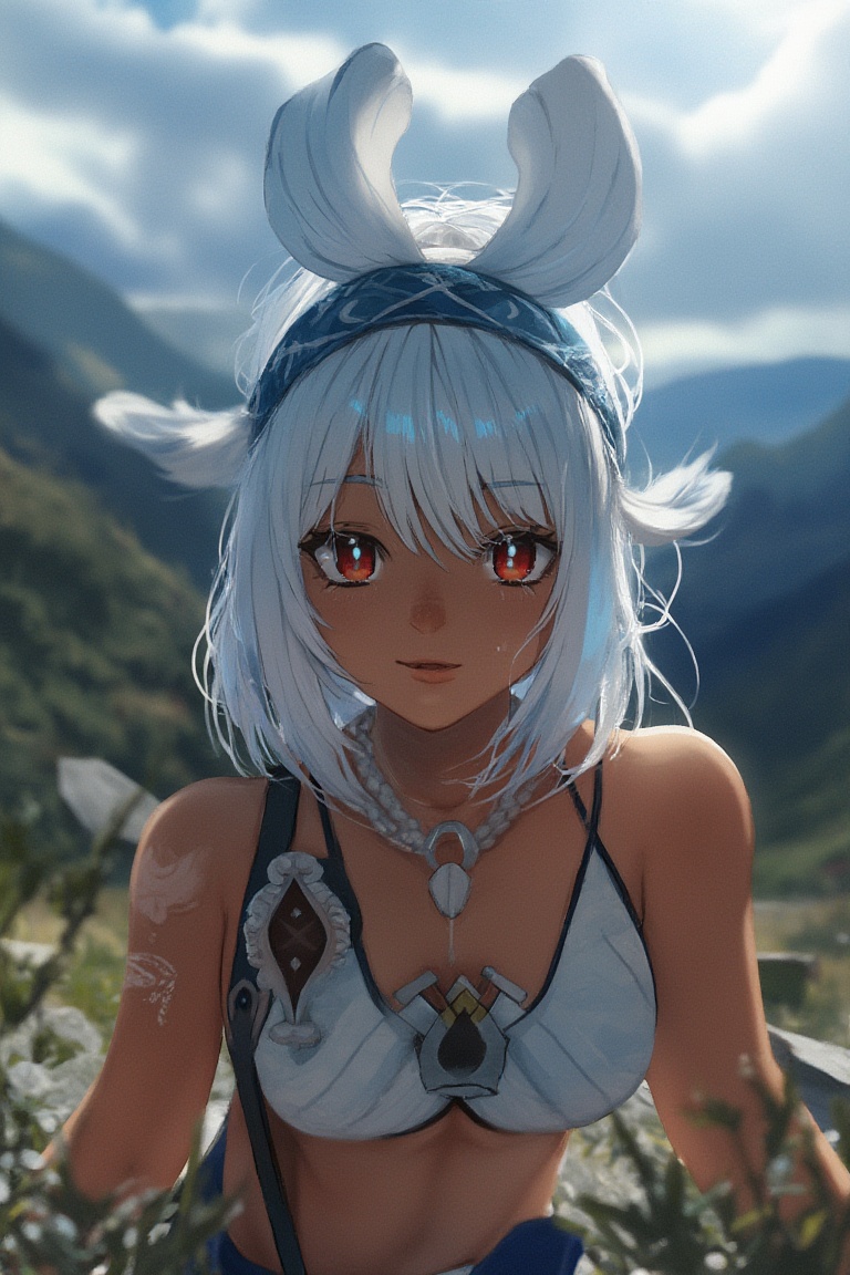 Mualani,  beautiful,  white hair on Tensor.Art