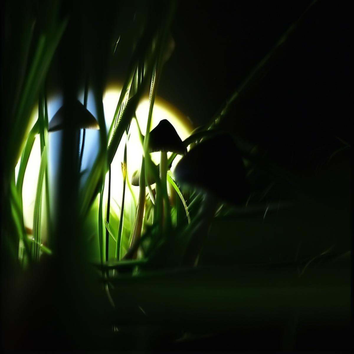 dark-grasshrooms,  sidelight,  sidelit on Tensor.Art