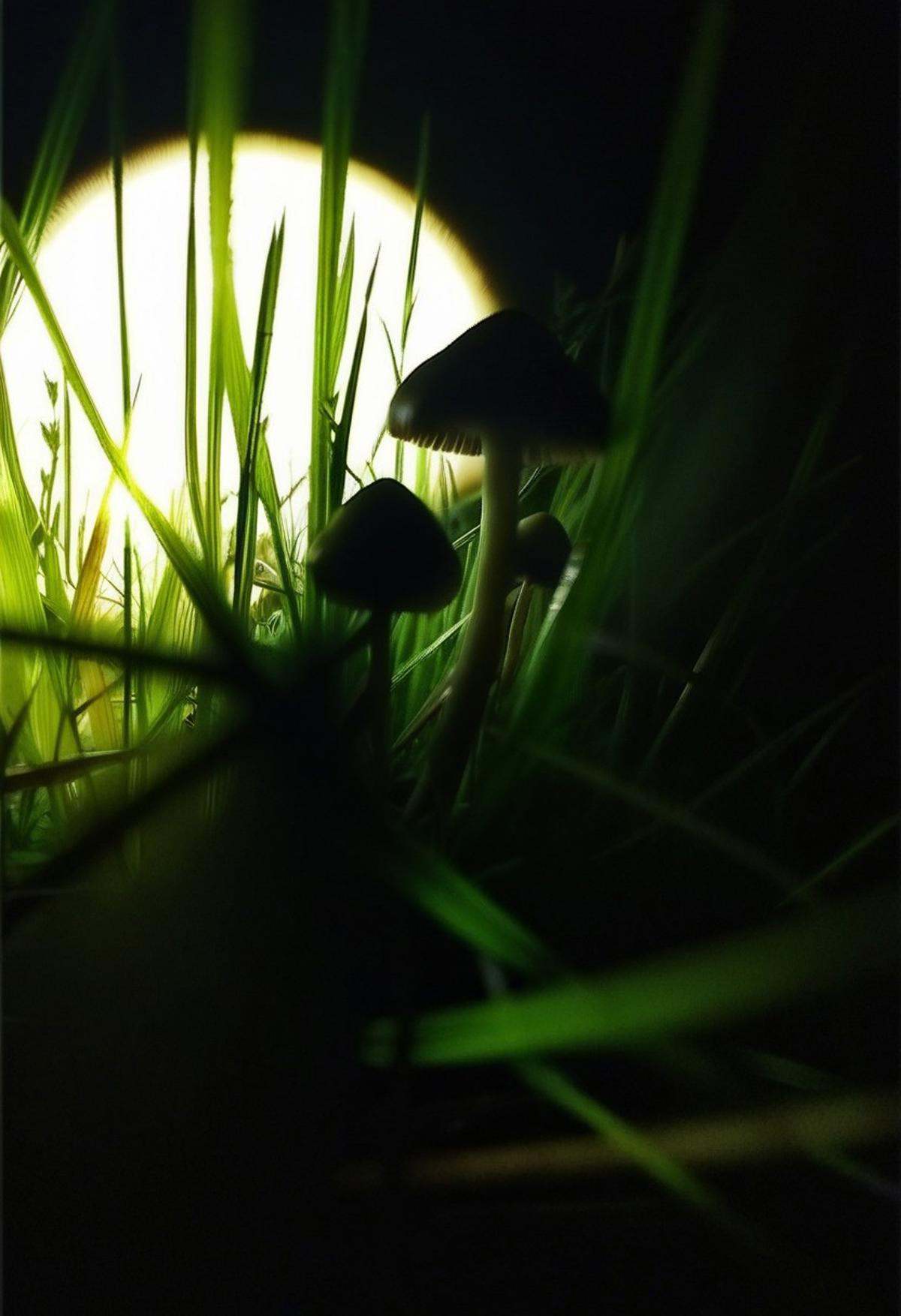 dark-grasshrooms,  aliens in a field,  picking mushrooms on Tensor.Art