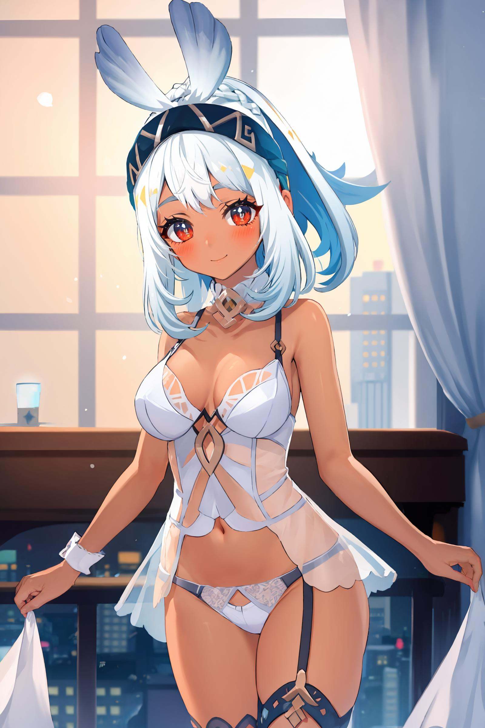 1girl,  mualani \(genshin impact\),  dark-skinned female on Tensor.Art