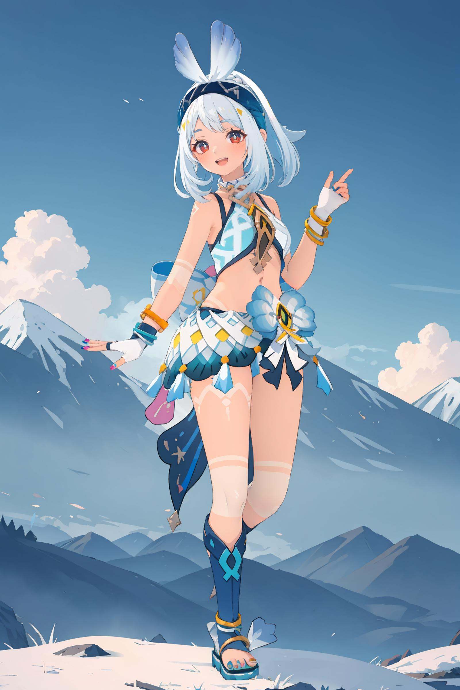 1girl,  mualani \(genshin impact\),  fingerless gloves on Tensor.Art