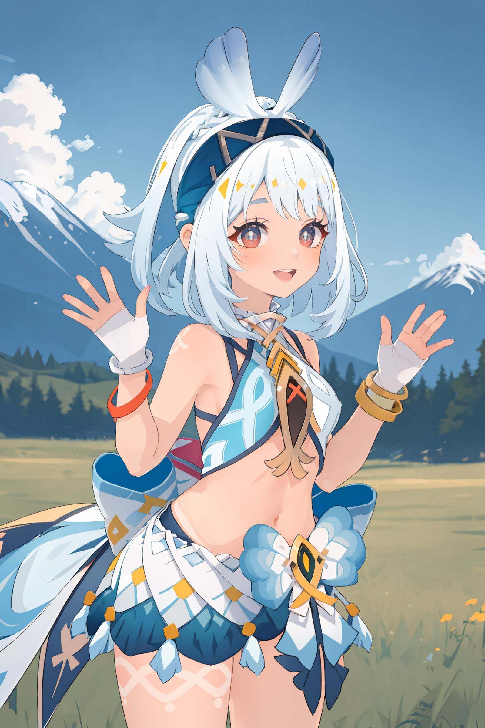 1girl,  mualani \(genshin impact\),  fingerless gloves on Tensor.Art