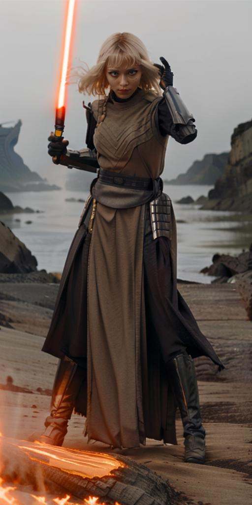 shtyocta angry and beauty skinny woman dressed in sthoutfit,  on lava,  blond hair on Tensor.Art