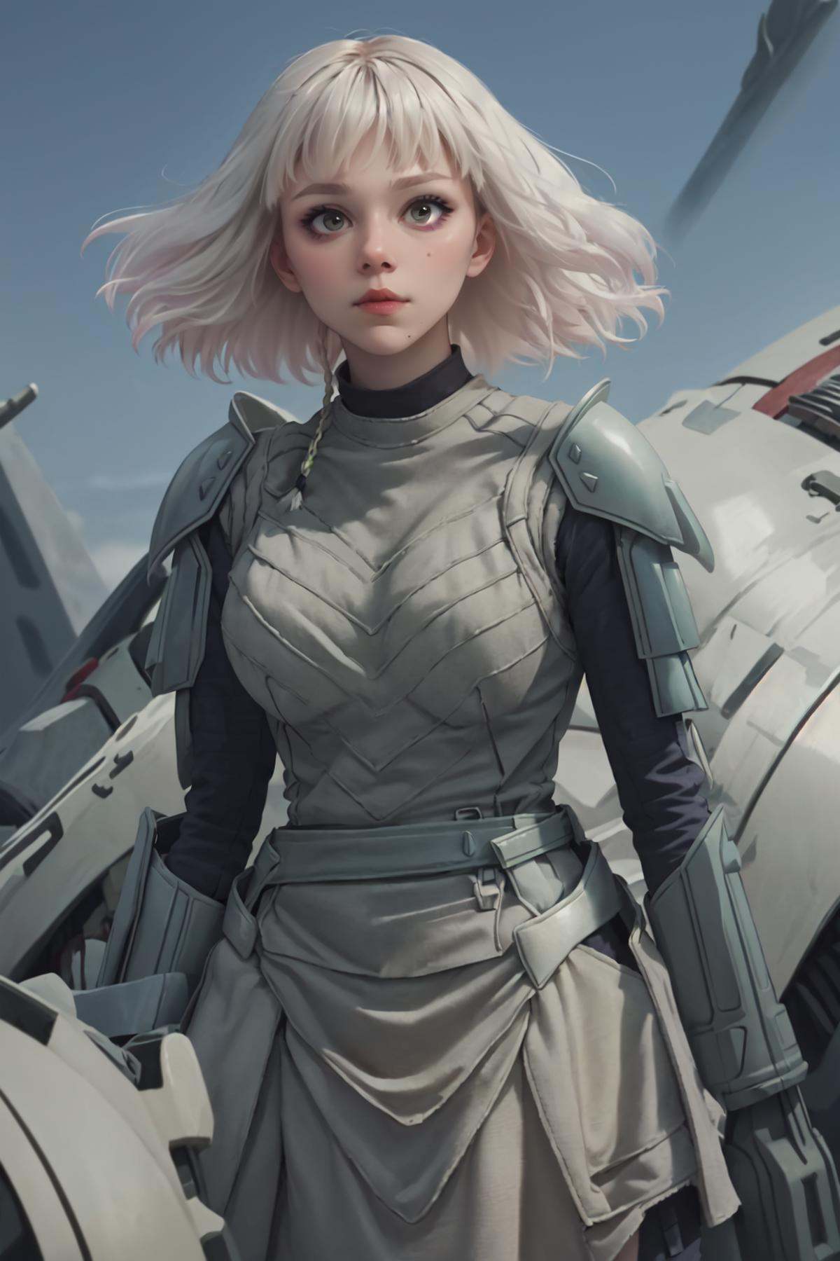 woman (pale skin,  white hair,  shaded eyes on Tensor.Art