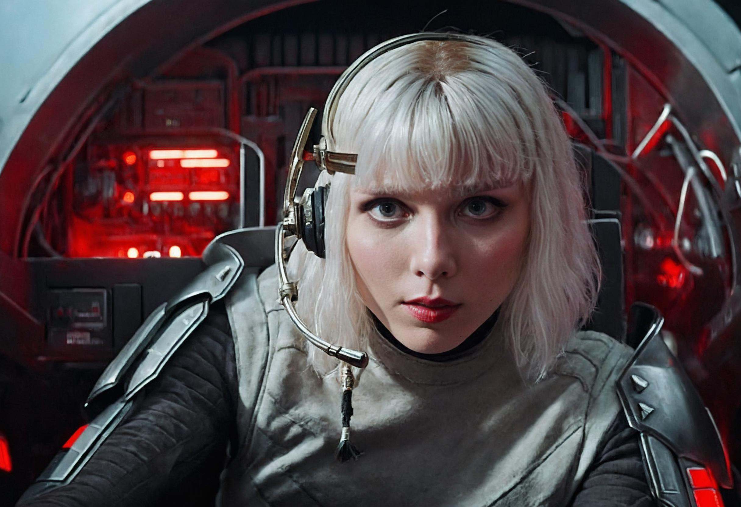 eyes shaded in black,  pale skin,  white hair with bangs on Tensor.Art