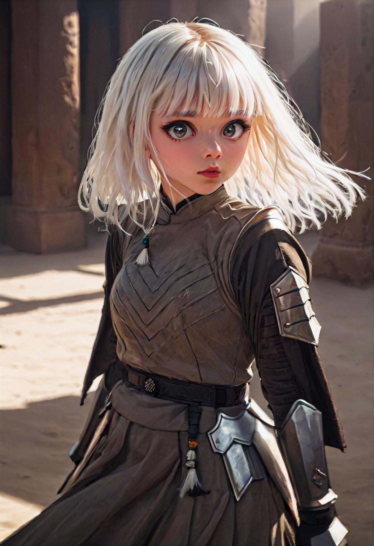 fighting stance,  yes shaded in black,  pale skin on Tensor.Art