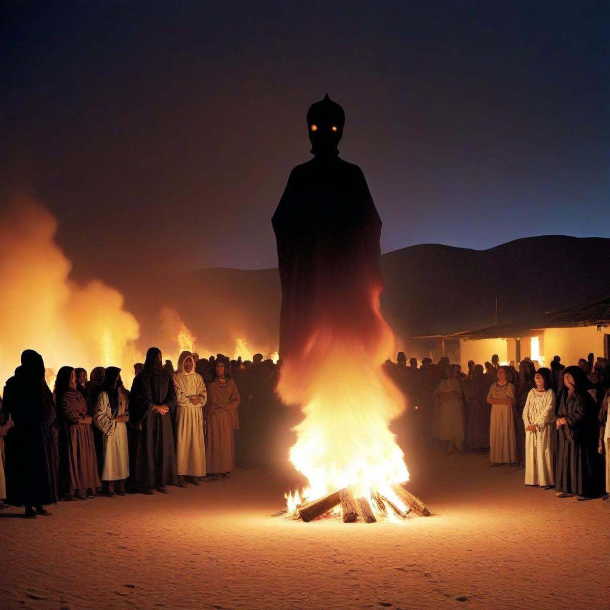 desert village,  night,  dark on Tensor.Art