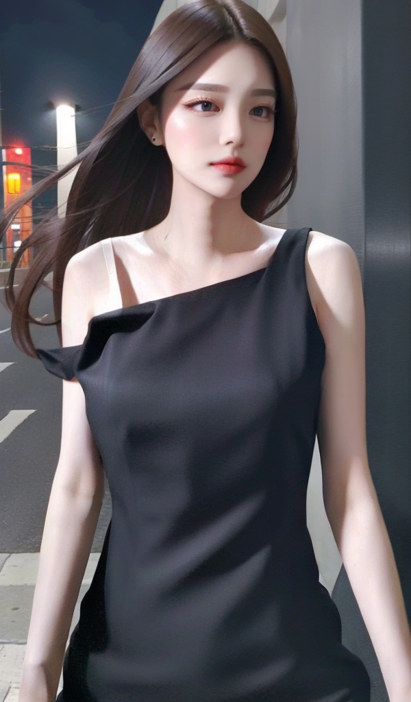 1slim lady with beautiful face,  with head,  straight hair on Tensor.Art