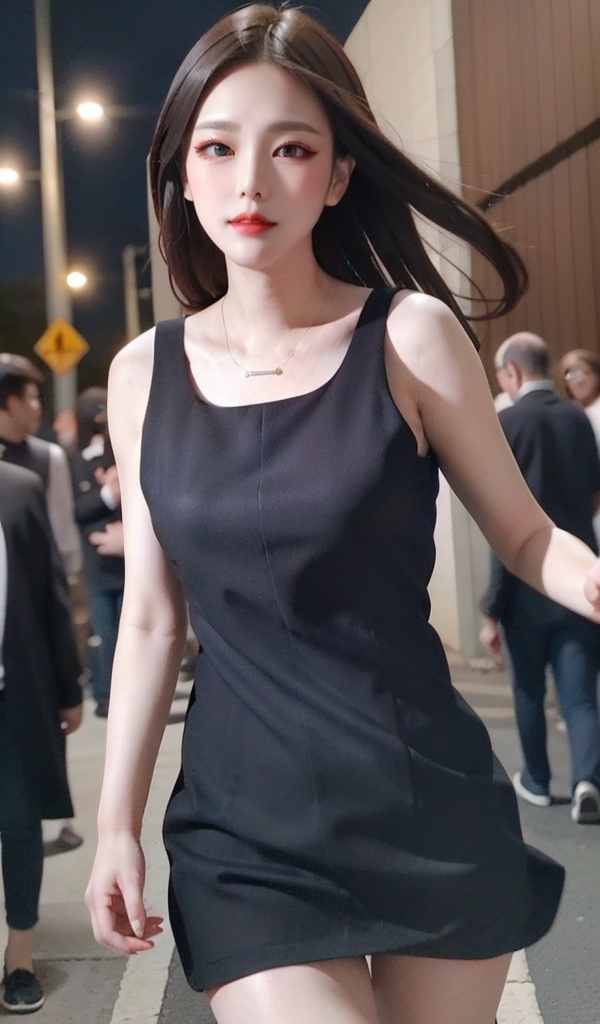 1slim lady with beautiful face,  with head,  straight hair on Tensor.Art