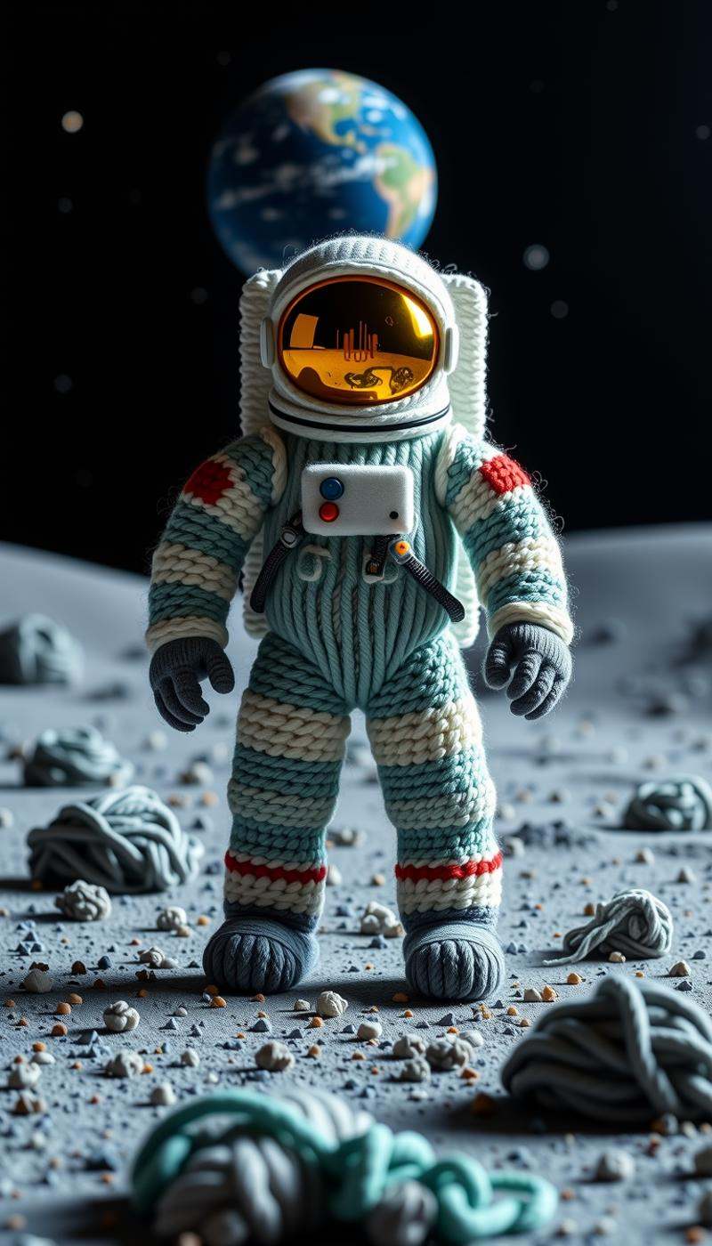 W00lyW0rld A lone astronaut,  first human footprints on an alien moon,  powdery gray surface on Tensor.Art