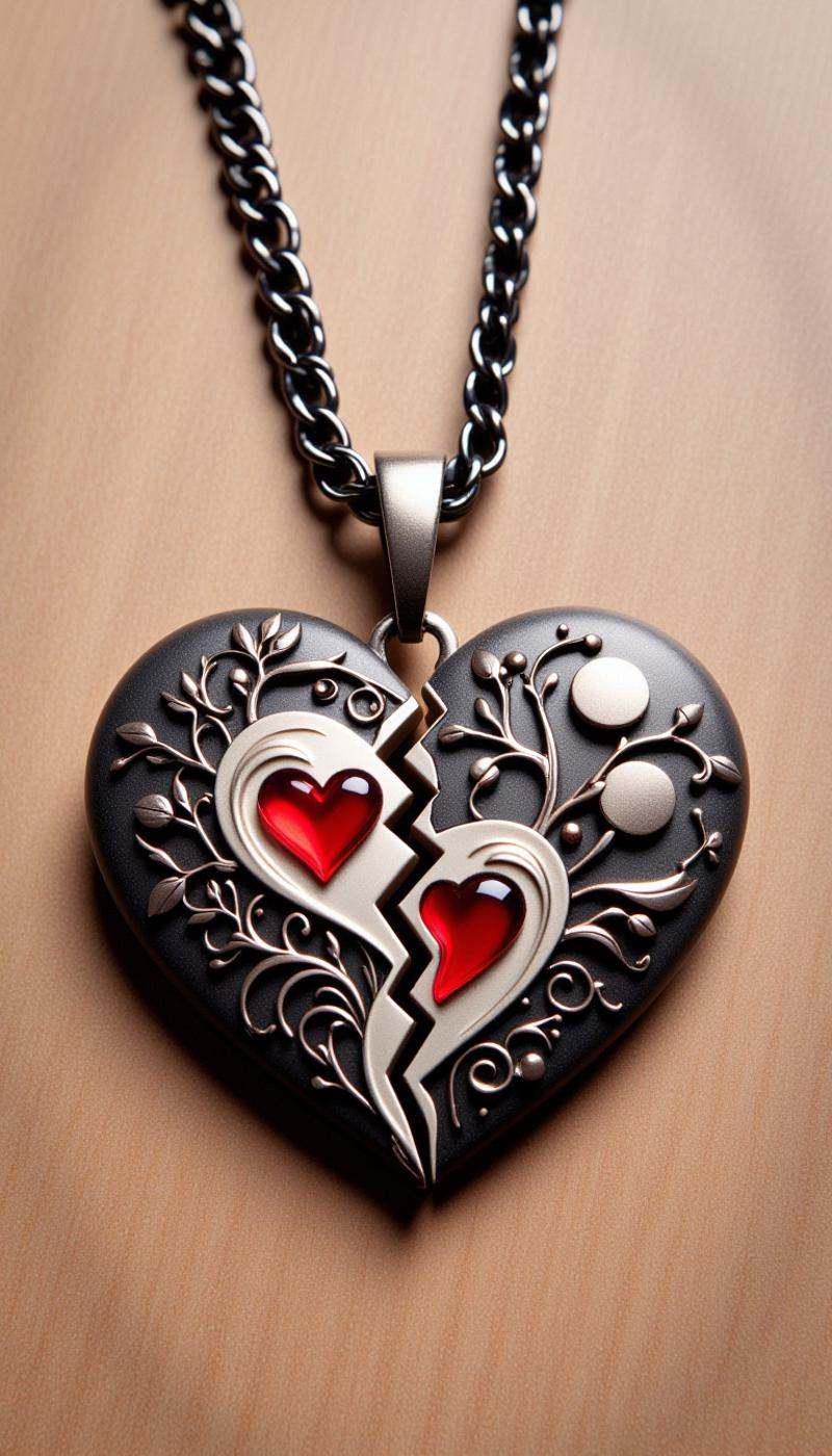 <lora:SplitHeartFlux:1>SplitHeart, elixir stone cladding heart, (Calder:1.2)|(Pencil:1.2), gabbro stone chain, wooden background