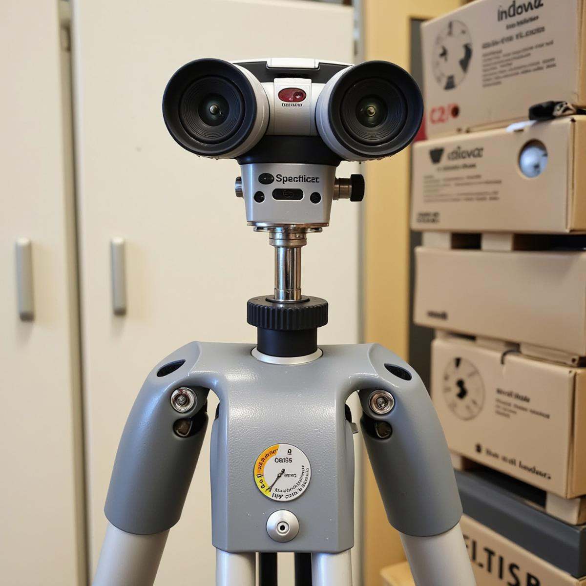 <lora:PareidoliaFlux:1>Pareidolia a Tripod that looks like a face