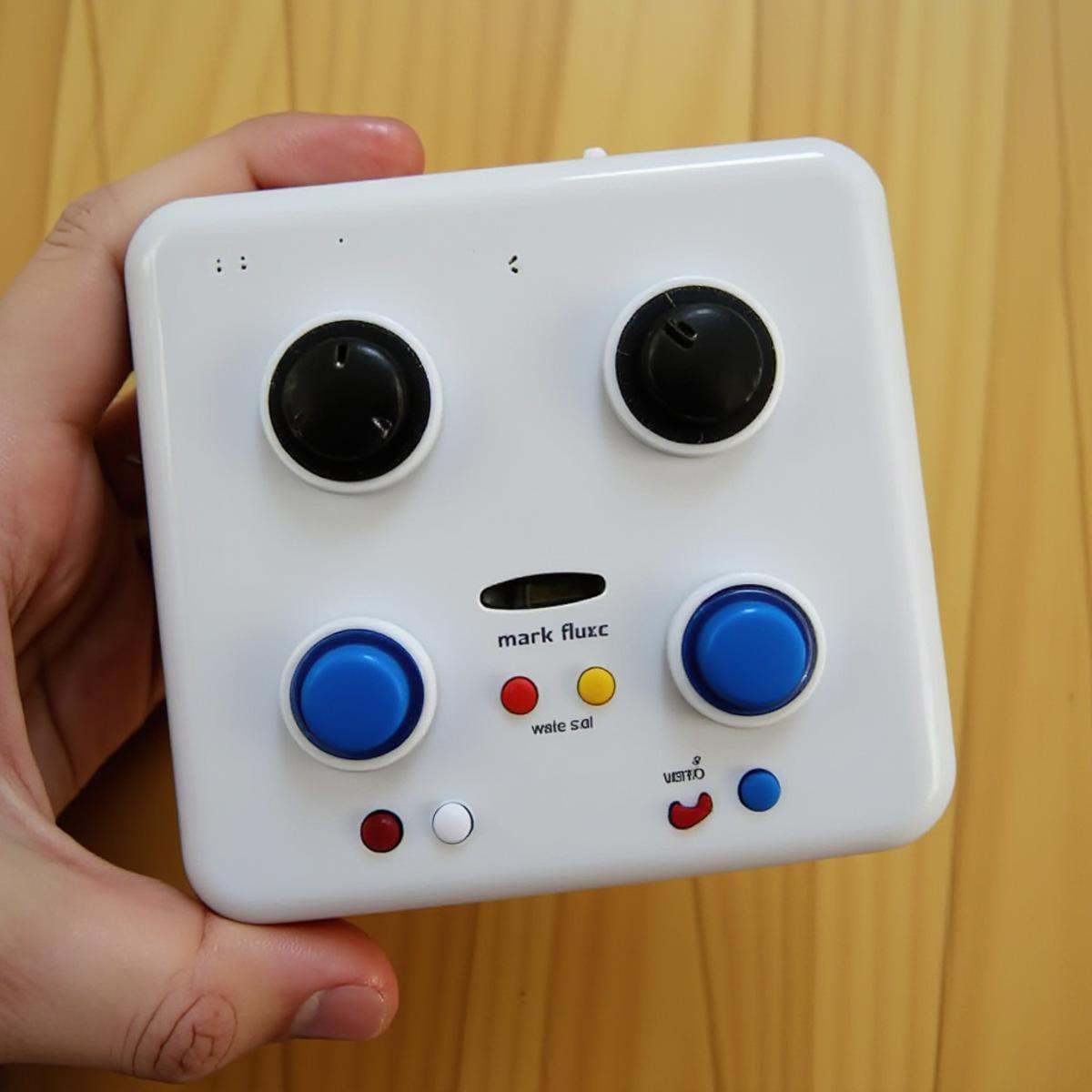 <lora:PareidoliaFlux:1>Pareidolia a handheld game console that looks like a face