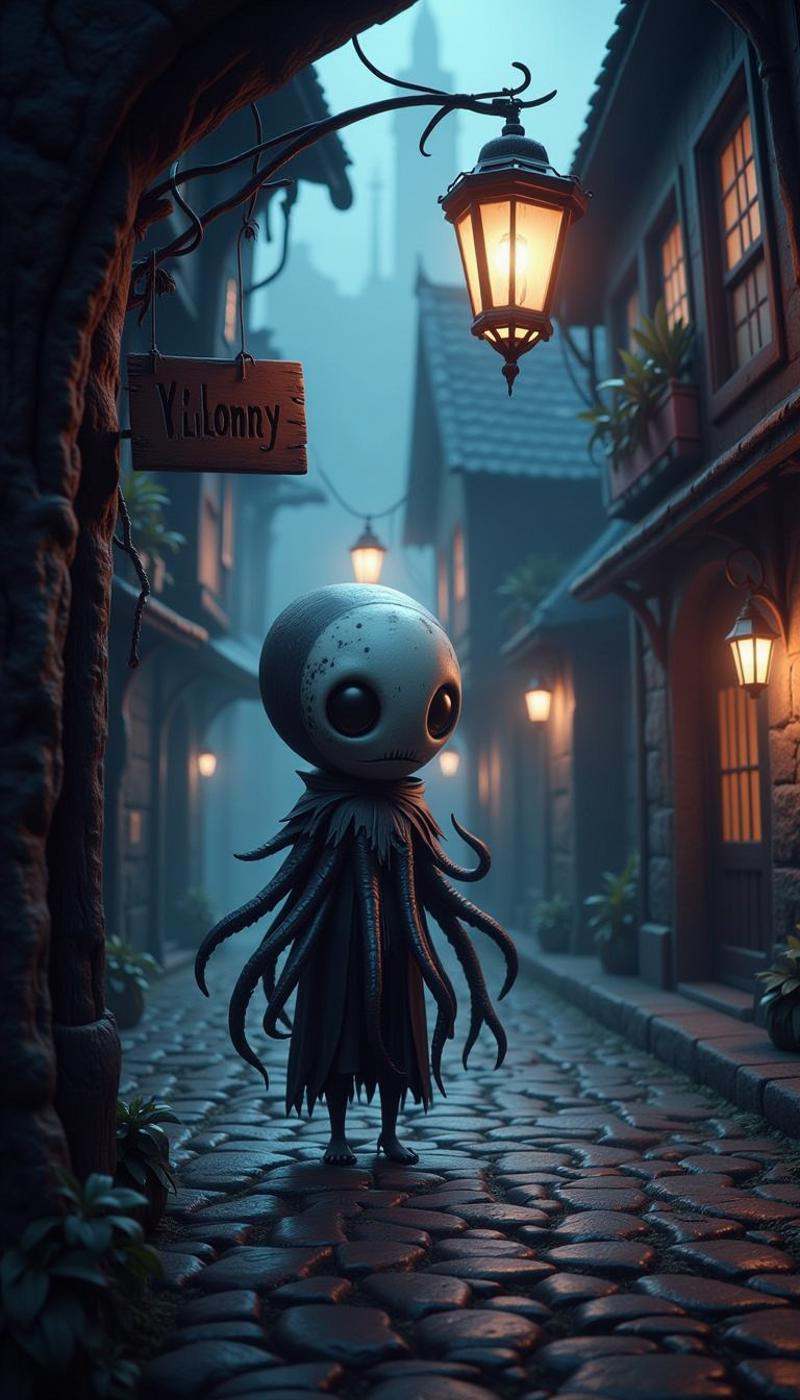 CozySpookyStyle atmospheric dark and charming. . Photography Manipulation,  A skillful rendering of an animal,  highlighti...