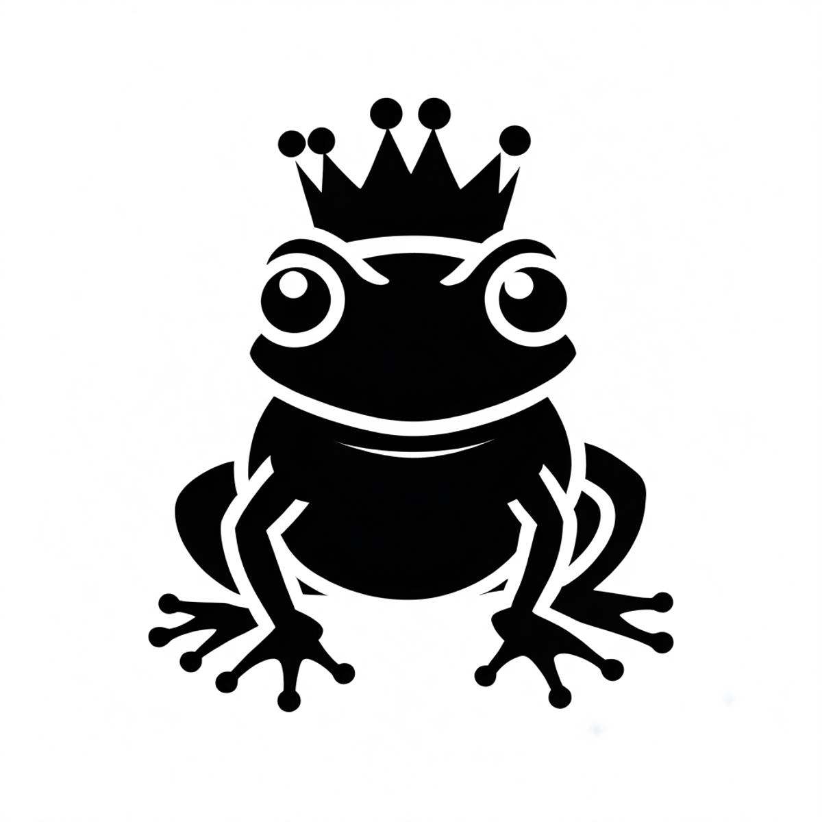 <lora:G4m31c0n5:1> monochrome black Frogprincecharm icon, simple white background