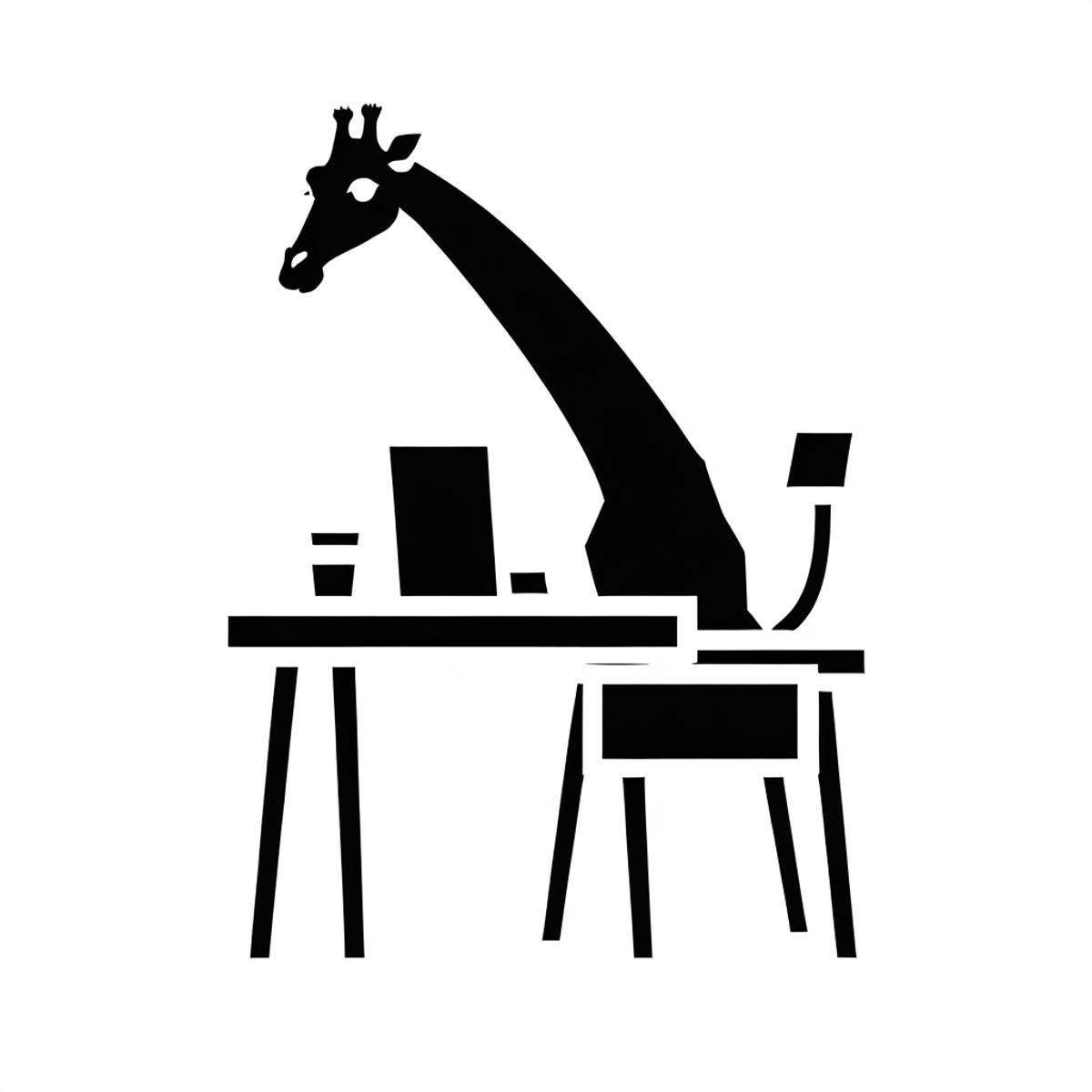 <lora:G4m31c0n5:1> monochrome black GiraffeDesk icon, simple white background