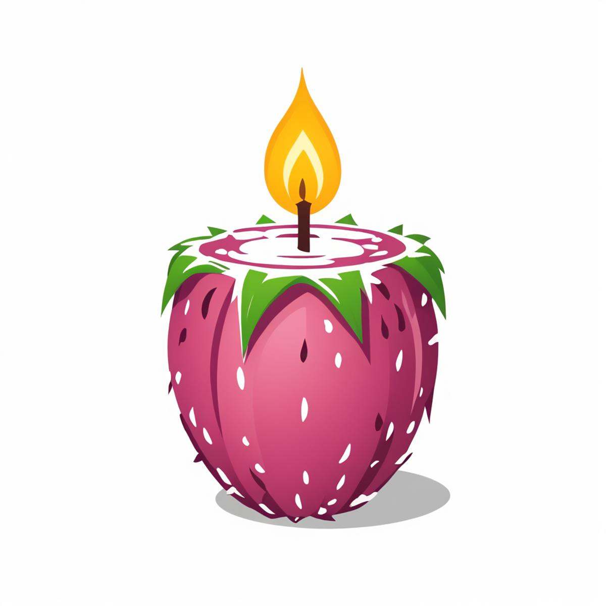 <lora:G4m31c0n5:1> colored DragonfruitCandle icon, simple white background