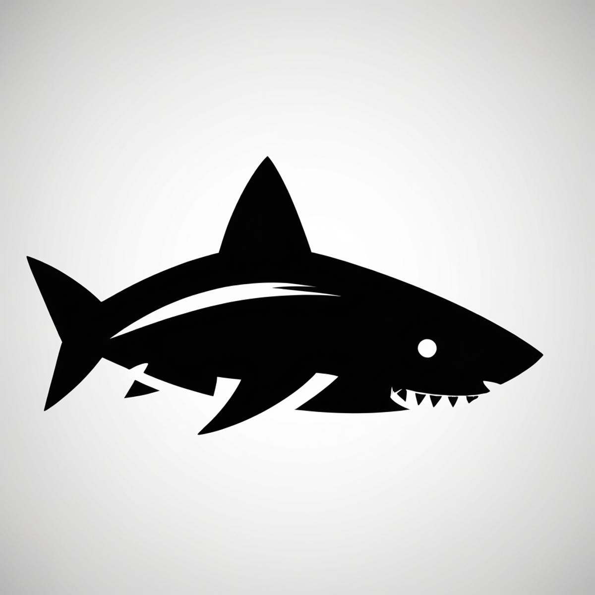 <lora:G4m31c0n5:1> monochrome black Sharkpencilcase icon, simple white background