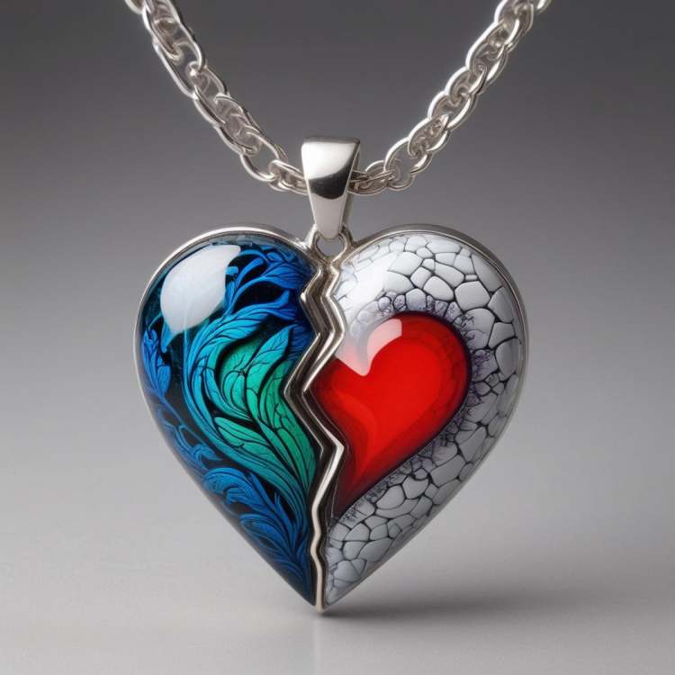 💔 Split Heart Necklace 基础模型XL 💔 - Custom broken heart necklace by mnemic on Tensor.Art