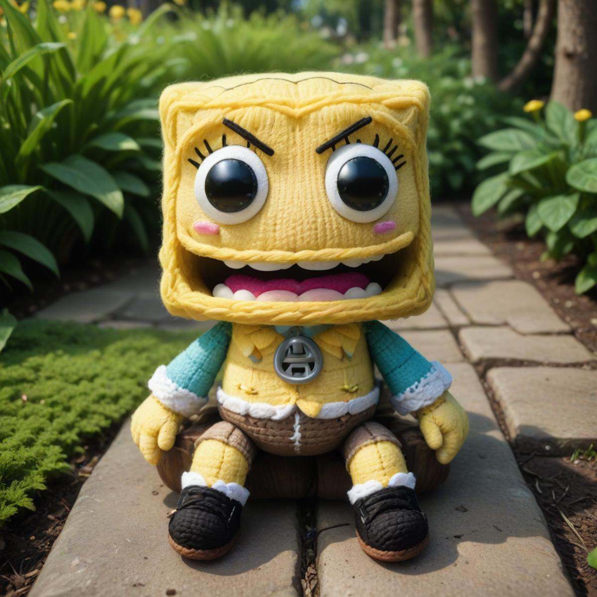 sackgirl SpongeBob SquarePants from SpongeBob SquarePants,  cute face expression,  woven by mnemic on Tensor.Art