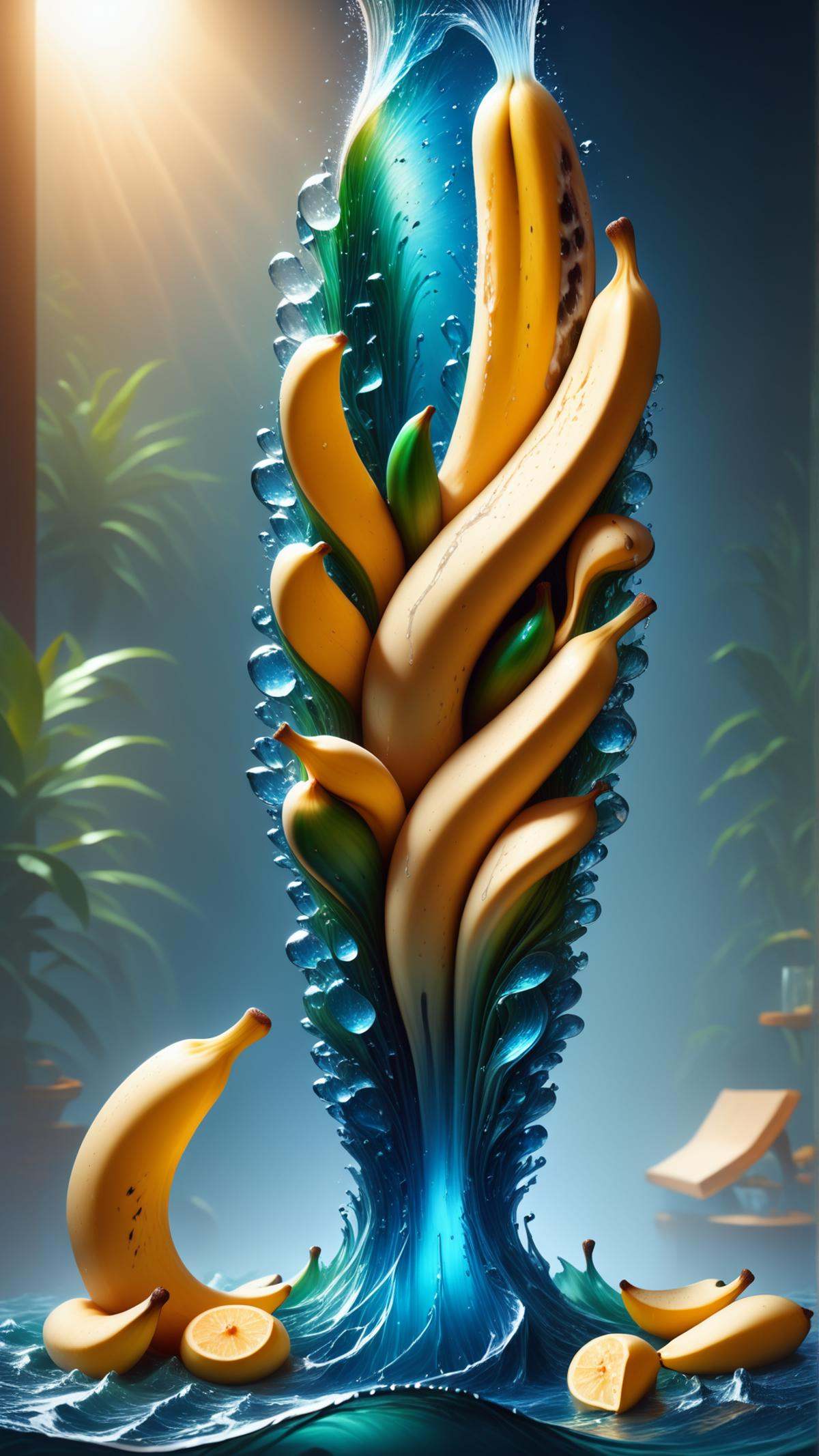 <lora:ElementWaterPDXL:1.0>score_9, score_8_up, score_7_up, score_6_up, ElementWater banana, nature inspired, water,  wet, drops, (Masterpiece:1.3) (best quality:1.2) (high quality:1.1)