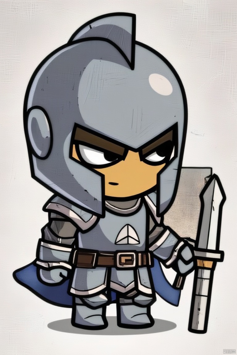 solo, 1boy, weapon, male focus, sword, chibi, armor, helmet, knight