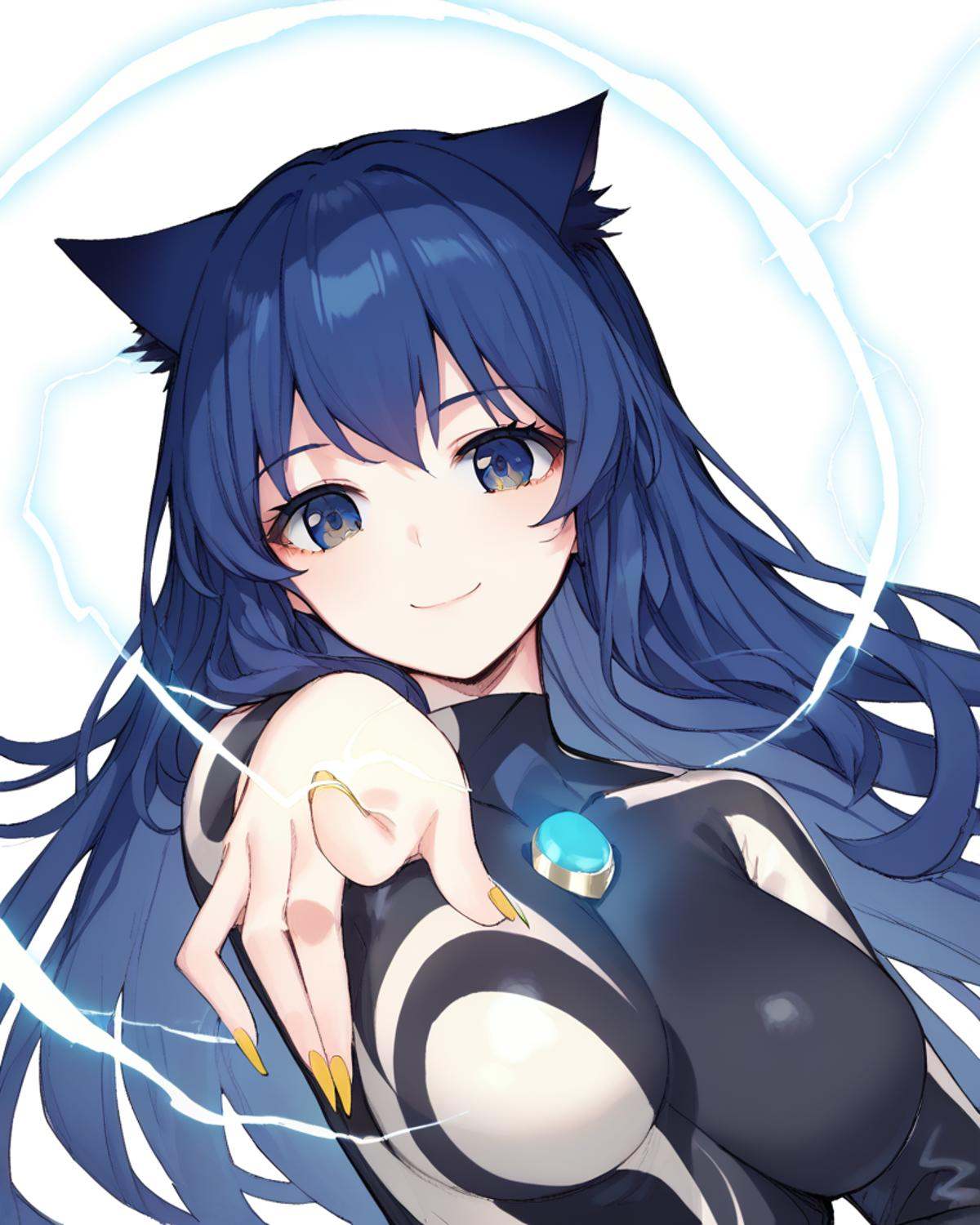 kitesama,  cat ears,  blue hair on Tensor.Art
