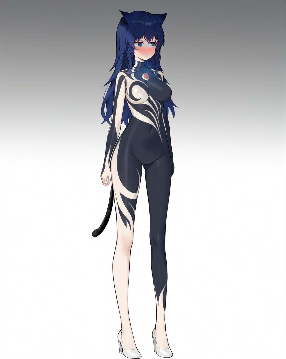 kitesama,  cat ears,  blue hair on Tensor.Art