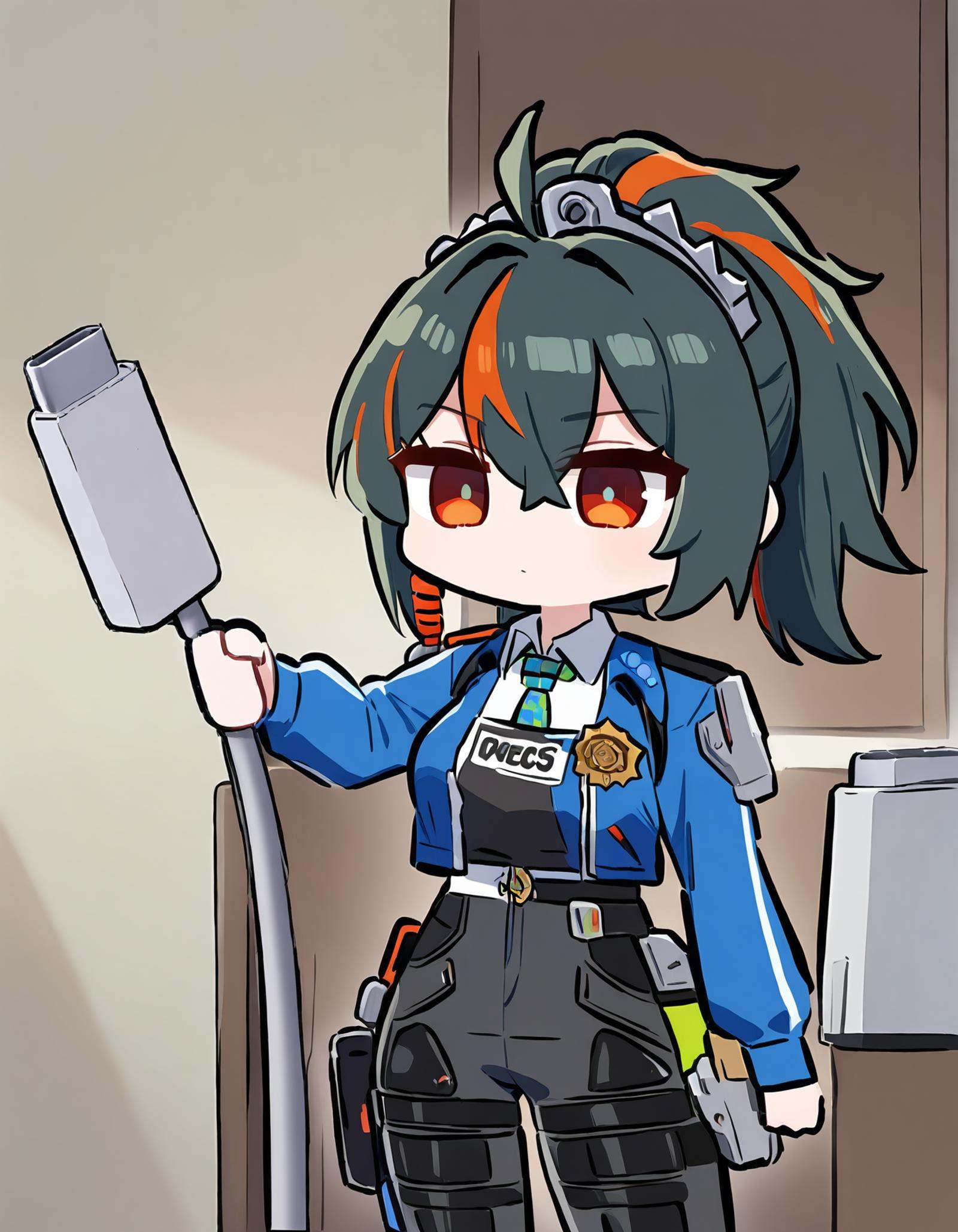 <lora:zhu_yuan_a31-xl_v1:1>masterpiece, best quality, 1girl, zhu_yuan,  <lora:a31-xl_chibi_holding charging cable:1> holding charging cable, chibi,