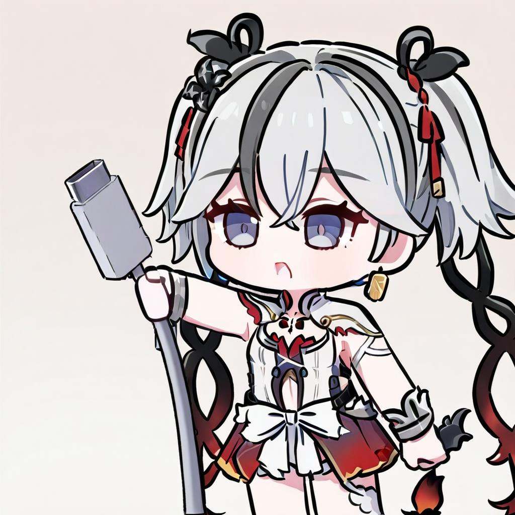 masterpiece,best quality,<lora:ww_in_one_a31-xl:1>,1girl,camellya_(wuthering_waves),<lora:a31-xl_chibi_holding charging cable:1>,holding charging cable,chibi,