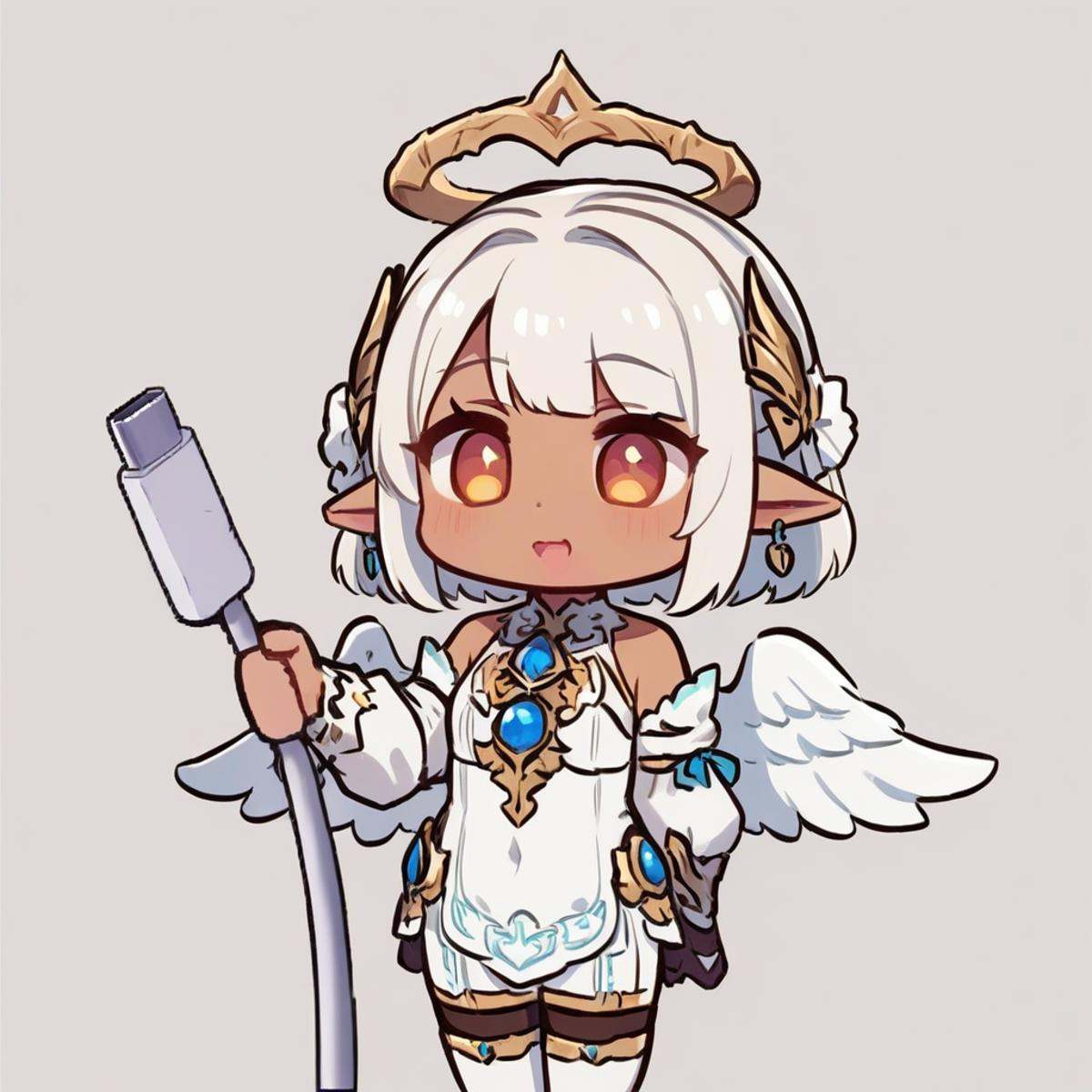 score_9, score_8_up, score_7_up, <lora:pony_chibi_holding charging cable-000145:1>chibi, holding charging cable, dark fantasy female angel, stunning and beautiful, wings, mechanical components, insane detail