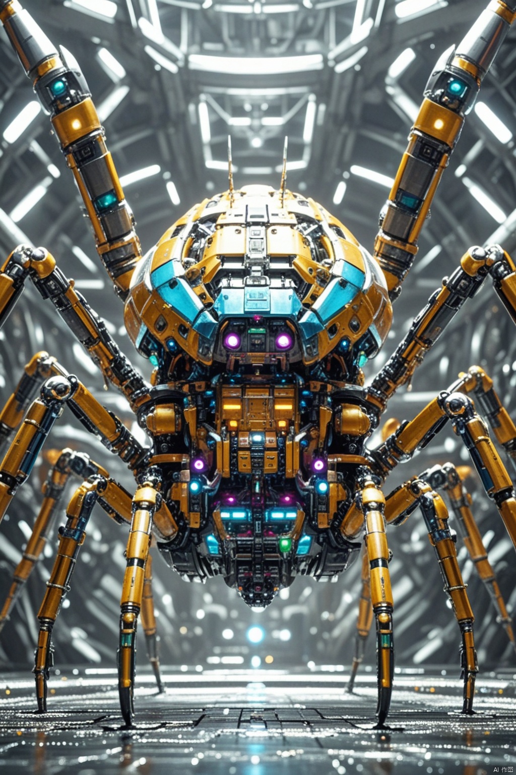 HD 8K, 
spider,  machine, non-humanoid robot, mecha, machinery, gears, solo