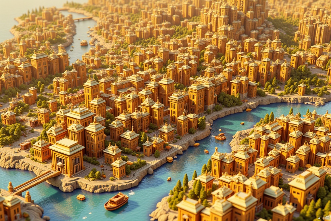 isometric golden city map