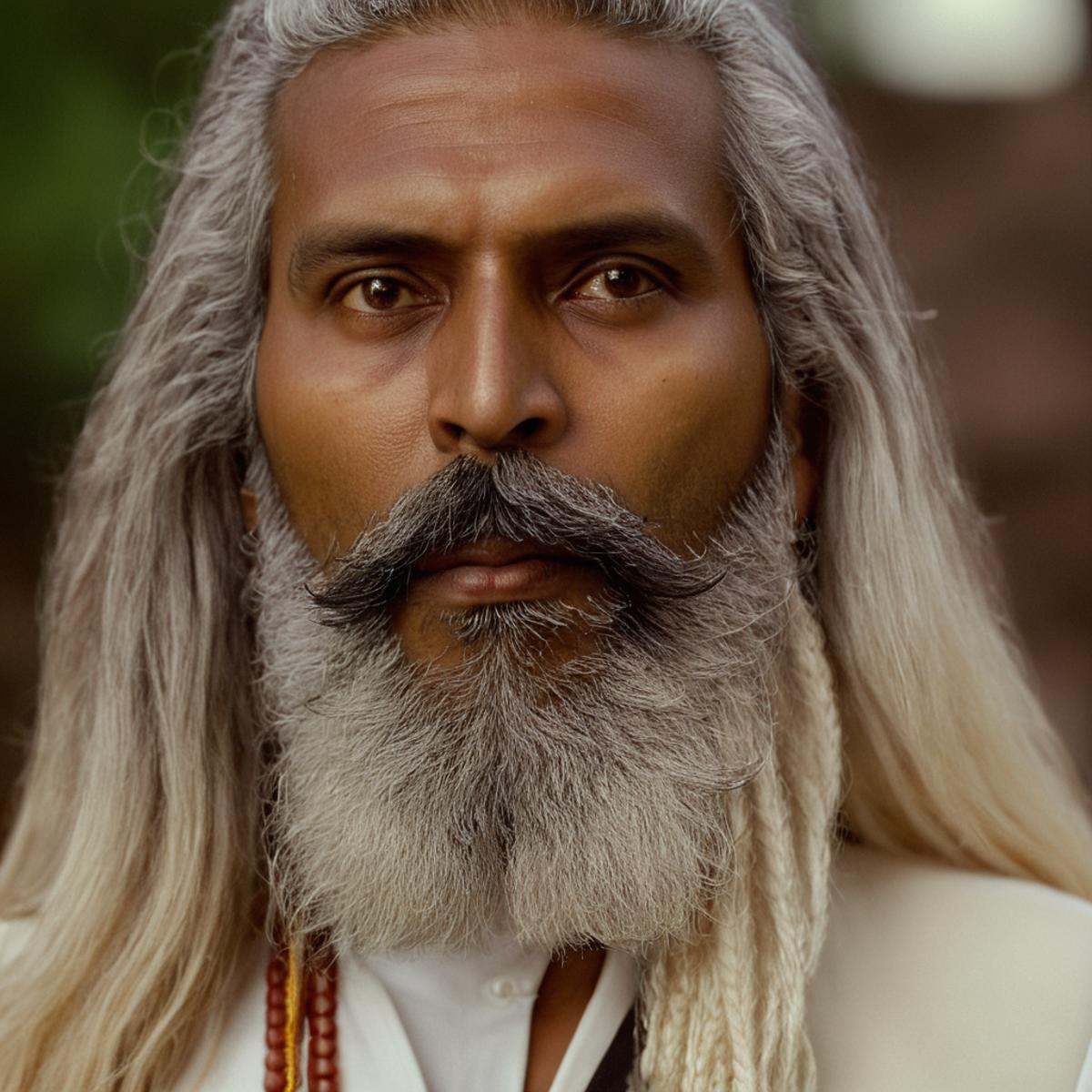 cinematic film still of an indian man with a long beard and a white beard,  solo,  looking at viewer on Tensor.Art
