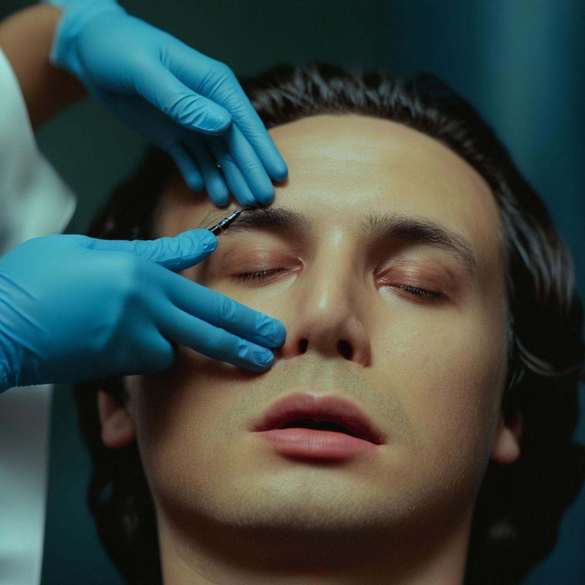 cinematic film still of a woman getting her nose examined by a doctor,  solo,  1boy on Tensor.Art
