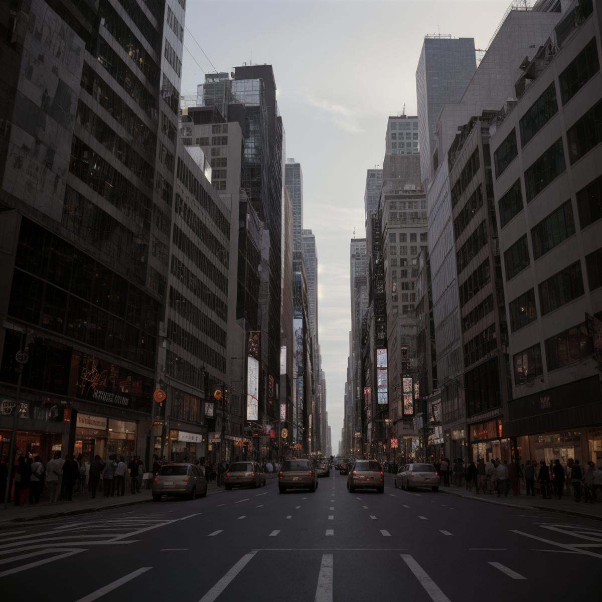 cinematic film still of a city street with a lot of traffic and tall buildings,  outdoors,  sky on Tensor.Art