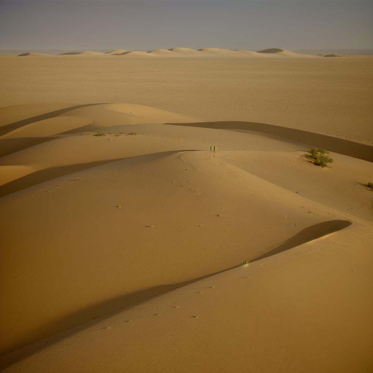 cinematic film still of a large sand dune with a few people walking around it,  outdoors,  sky on Tensor.Art