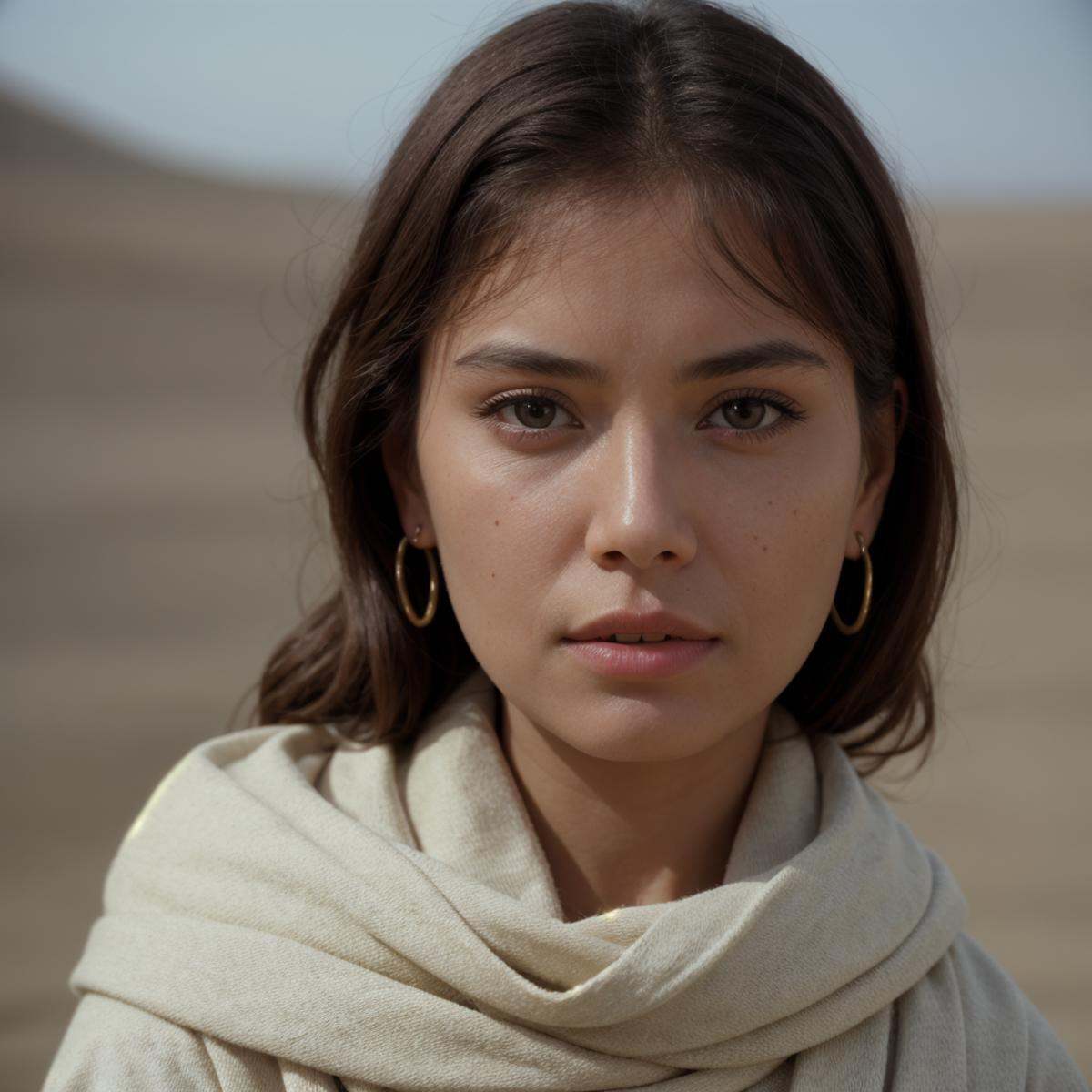 cinematic film still of a woman with a scarf on looking at the camera,  1girl,  solo on Tensor.Art