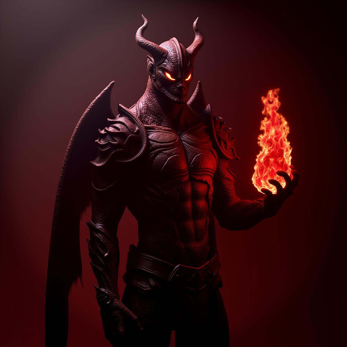 professional 3d model An Unreal Engine image of a demonic looking dragon with glowing eyes and a red flame,  1boy,  male f...