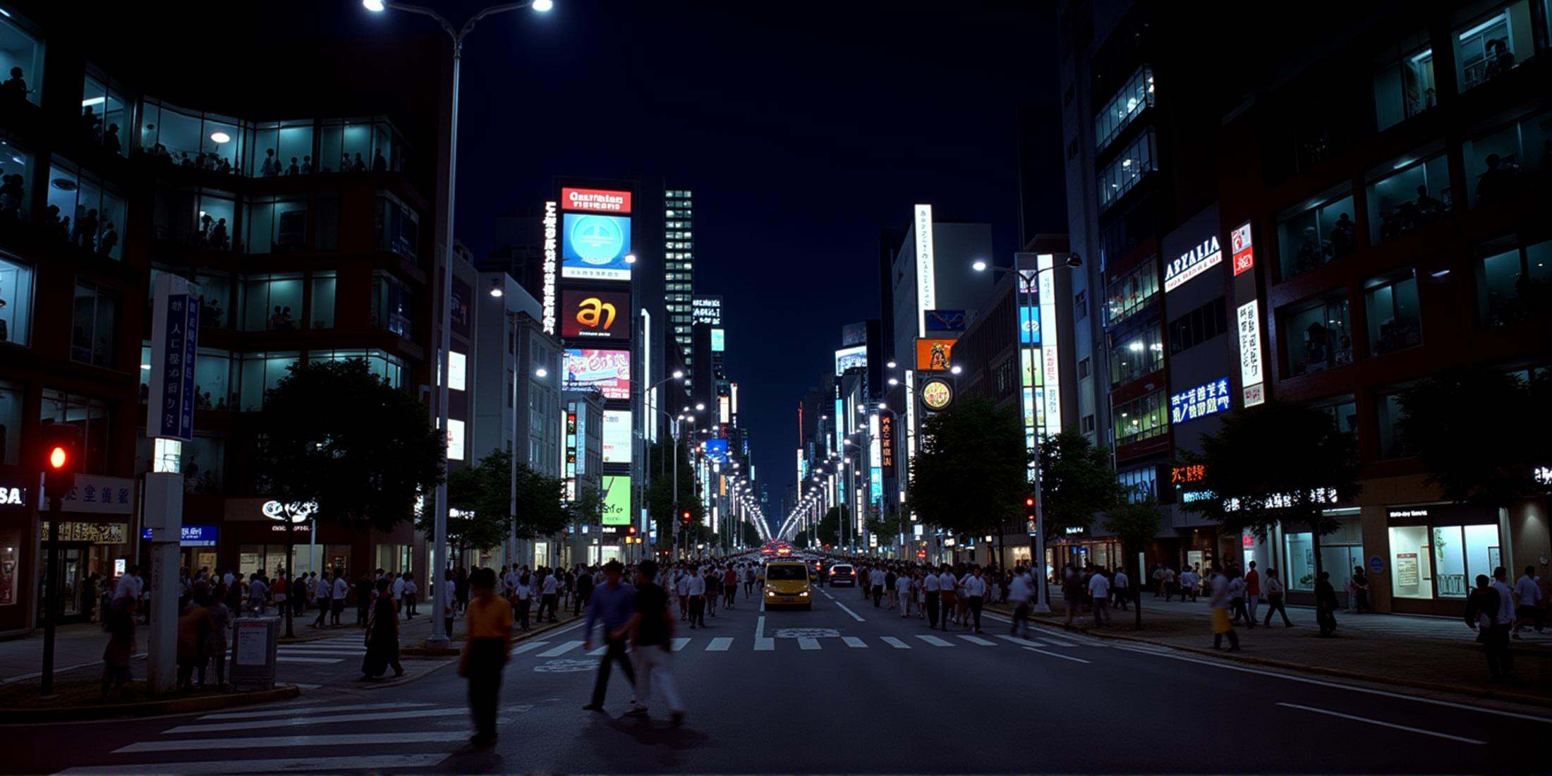 cinematic film still In RonFricke cinematic film style a modern city street with a lot of people walking around,  outdoors...