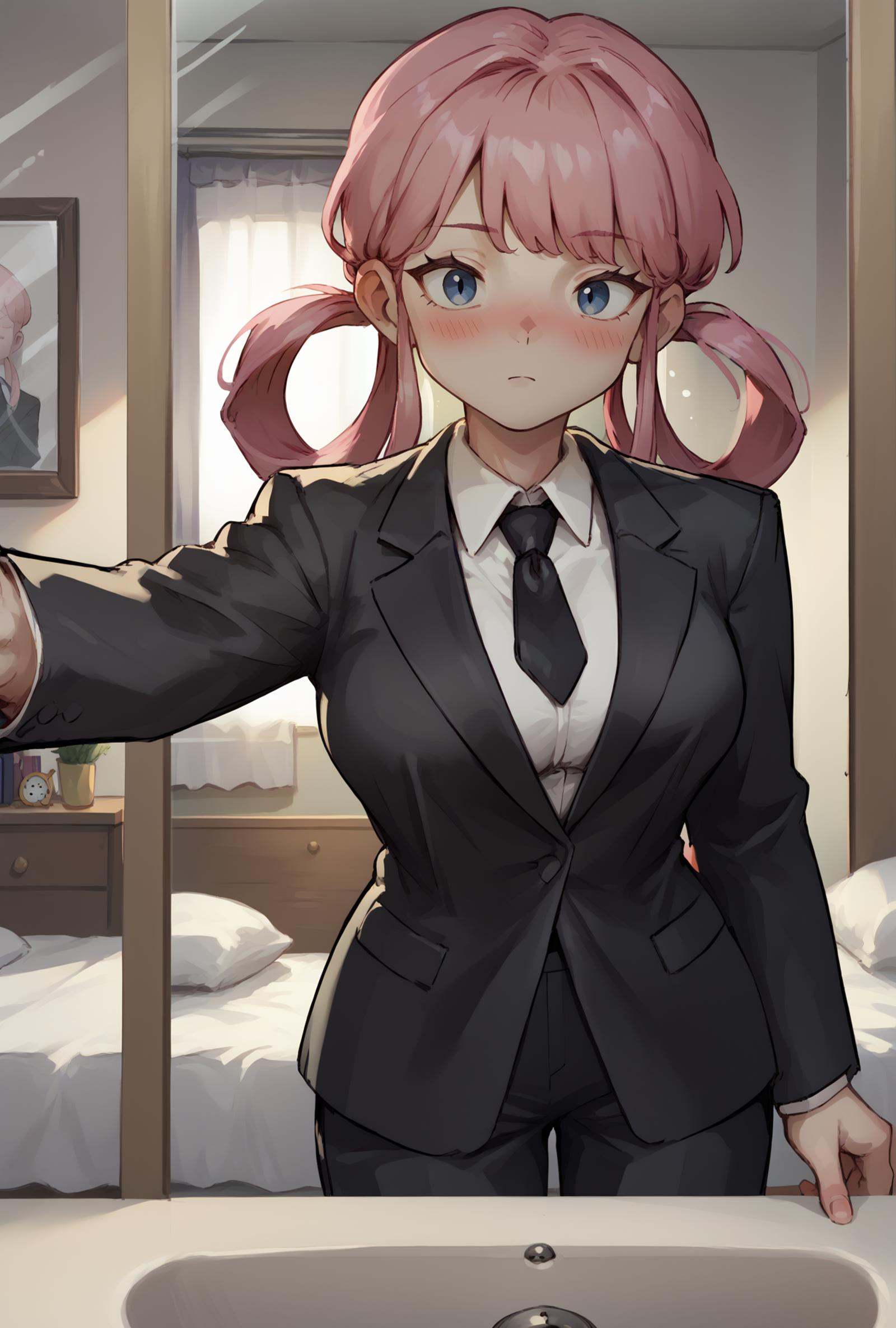 business suit,  black pants,  white collared shirt on Tensor.Art