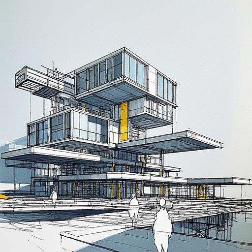 archsketch,  sketch,  a painting of Spectacular overlook of a modern building in urbun on Tensor.Art