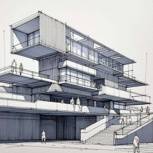 archsketch,  sketch,  a painting of Spectacular overlook of a modern building in urbun on Tensor.Art