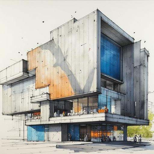 archmarkerpen,  a painting of Spectacular overlook of a modern building in urbun,  modern_design on Tensor.Art