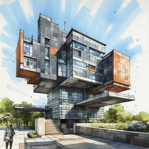 archmarkerpen,  a painting of Spectacular overlook of a modern building in urbun,  modern_design on Tensor.Art