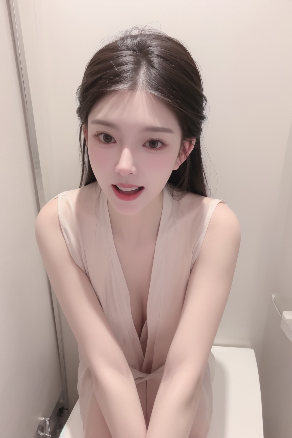 Open mouth,  white teeth,  selfie photo on Tensor.Art