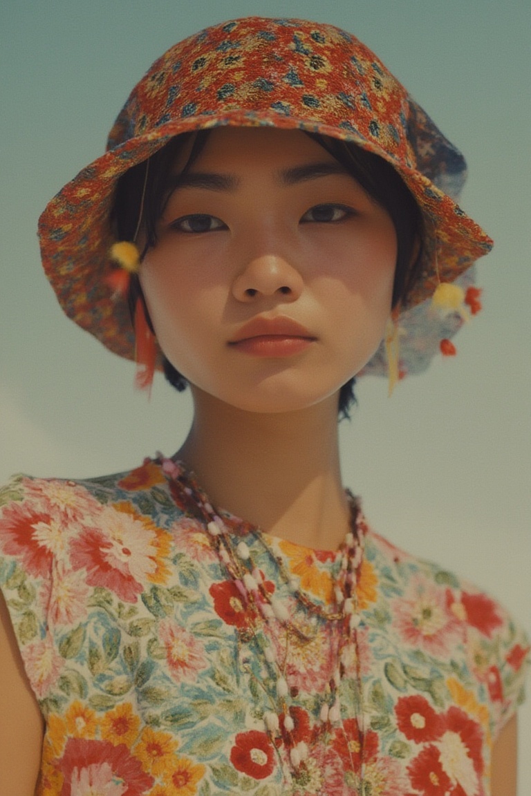 fashion_shot of asian woman under colorful crop top,  medium shot,  depth on Tensor.Art