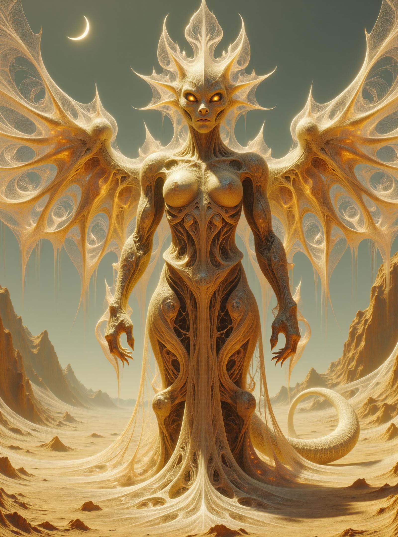 a biomimetic sulfurous sand coiled Knucker,  armor skin,  tail barb fins no legs plantigrade legs on Tensor.Art