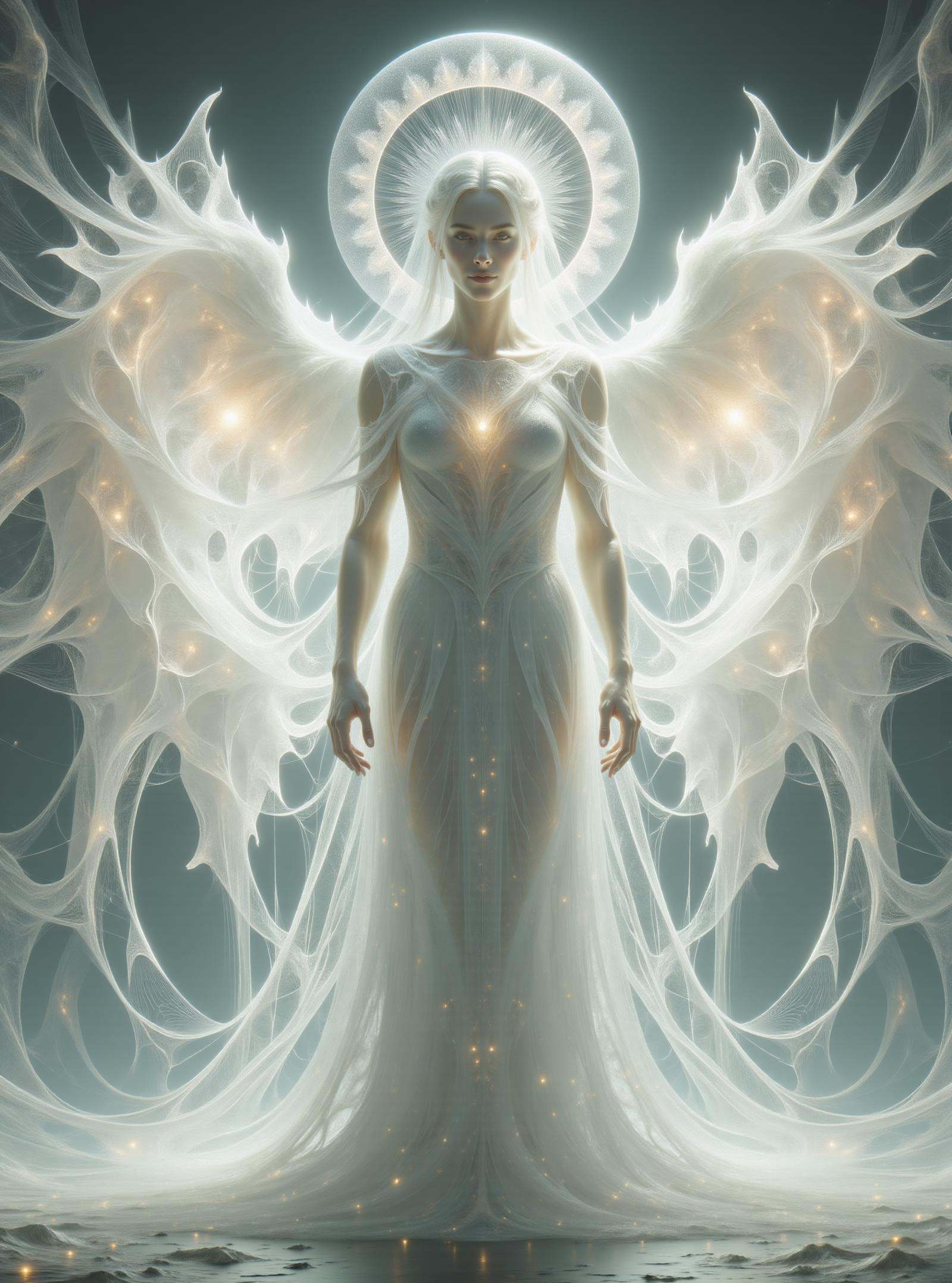 ignis fatuus,  humanoid celestial being,  radiant luminous appearance on Tensor.Art